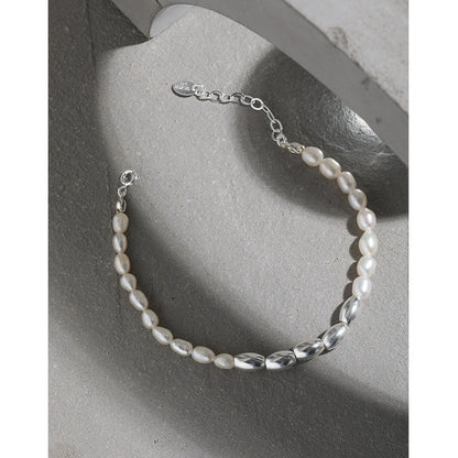 Pearl Rice Spliced S925 Sterling Silver Bracelet Female df6f13e6 49fc 4bb7 9ca5 e91f7f68d2bb