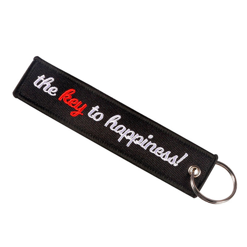 Personalized Embroidered Red Background White Keychain df9bda9a 8087 4003 8ed2 63e55b7242a2