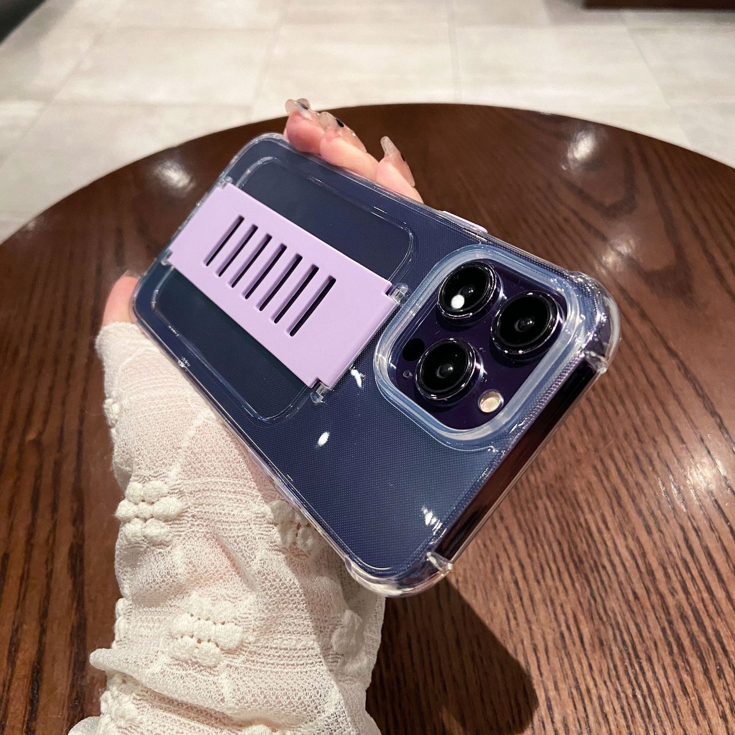 Transparent Case Wrist Strap Bracket Non-slip Phone Case - 图片 3