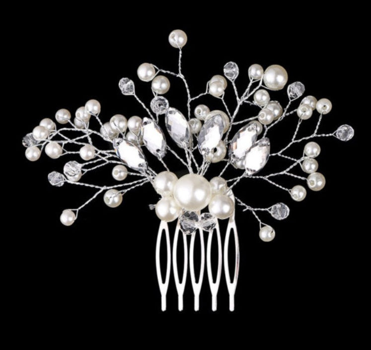 Korean Exquisite Pearl Comb Diamond Crystal Fork Handmade Hairpin Bridal Headwear Accessories dfd33e27 9802 44a3 b8ce e06518f