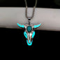Men's Turquoise Gemstone Bull Head Luminous Stainless Steel Necklace dfd8a655 2d15 4ea7 8fa2 a36aa127a31f