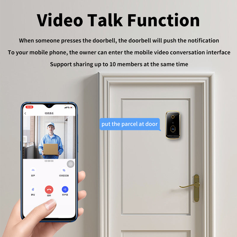 Smart Wireless Video Doorbell X10 – 720P HD, PIR Motion Detection, 2-Way Talk, Night Vision, 3600mAh Battery, Voice Changer d