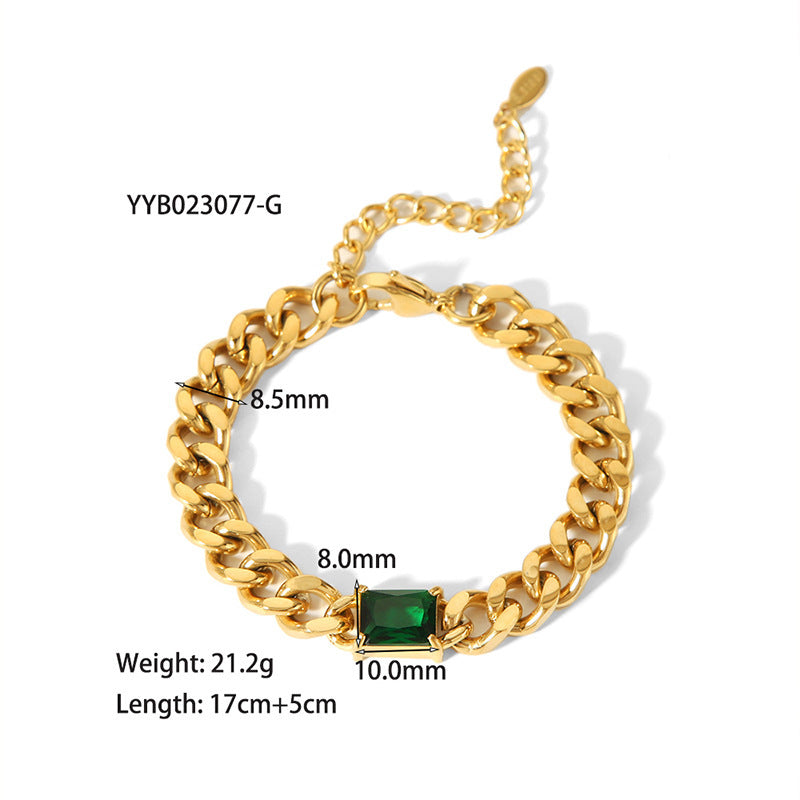 European And American 18K Gold-plated Inlaid Zircon Light Luxury Non-fading Stainless Steel Bracelet Necklace e0141b12 34cc 4