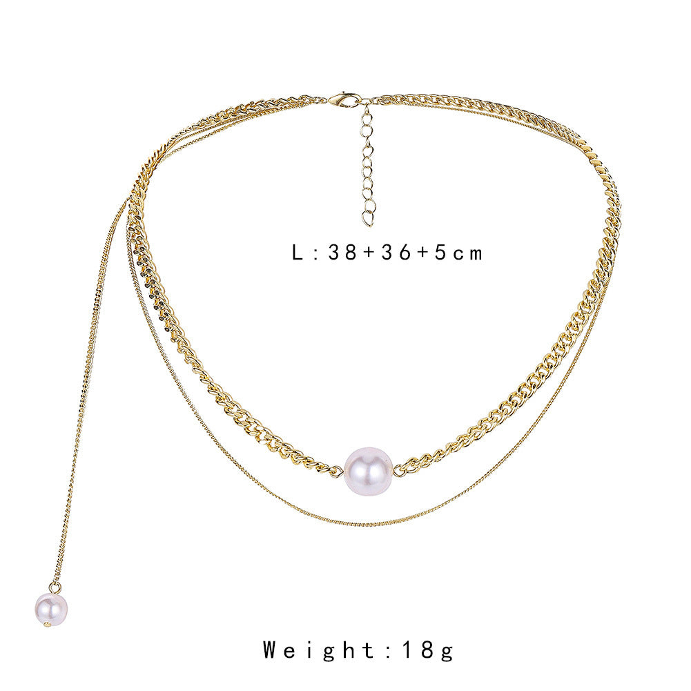 All-match Cold Rock Hip-hop Pearl Necklace Clavicle Chain Female e01df44a 67c7 4846 bb54 6f6fd9ac0ad5