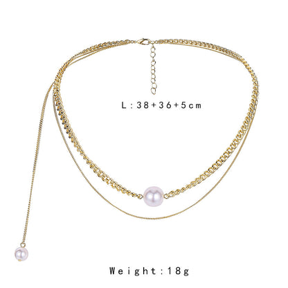 All-match Cold Rock Hip-hop Pearl Necklace Clavicle Chain Female e01df44a 67c7 4846 bb54 6f6fd9ac0ad5