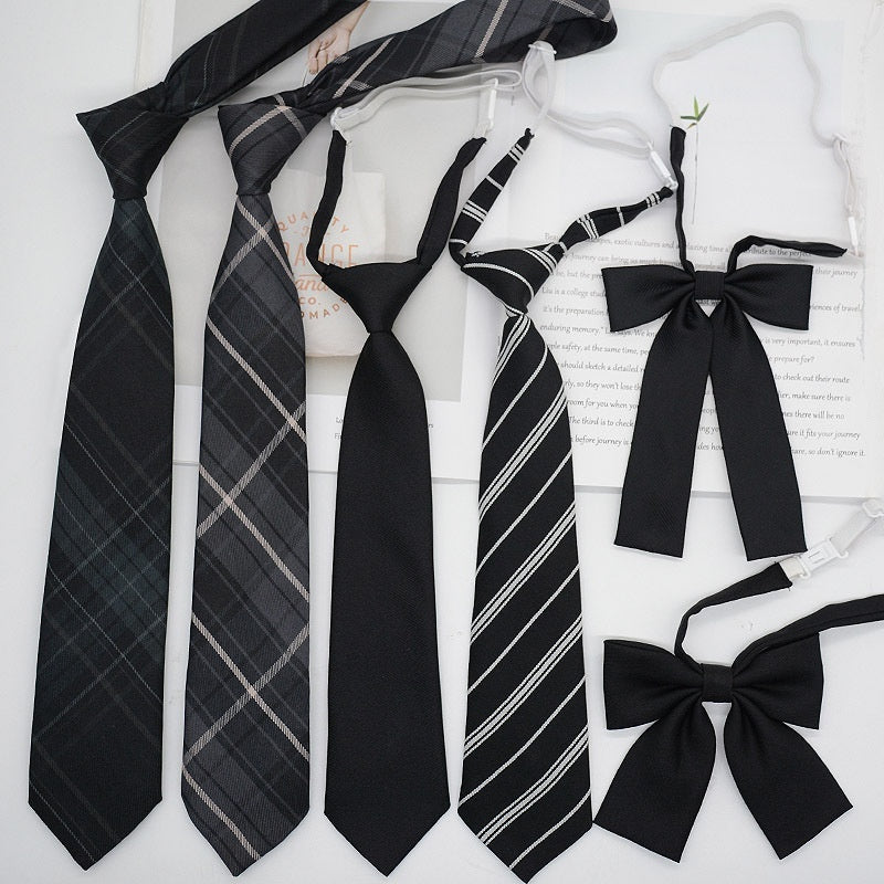 JK Tie Black Gray Plaid Striped Girl Bow e049c653 4c50 4f57 b67d fd4fc56176f0 trans