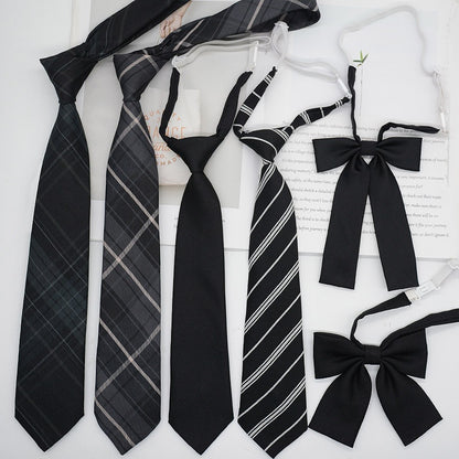 JK Tie Black Gray Plaid Striped Girl Bow e049c653 4c50 4f57 b67d fd4fc56176f0 trans