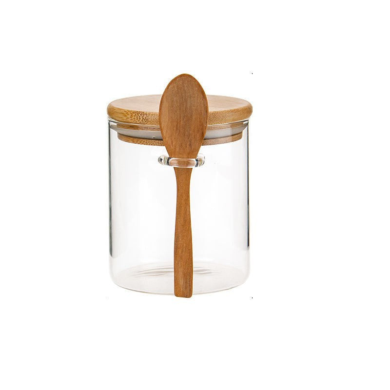 Round Jar With Small Spoon Kitchen Grain Storage Jar e0649830 0eb3 4675 8256 a3ce00ac110c