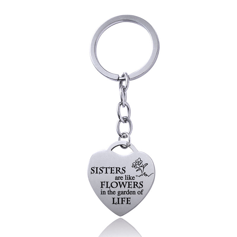 Stainless Steel Heart Sisters Best Friends Inspirational Keychains e079af20 e2b3 4e94 859c 4208cb1f73c9