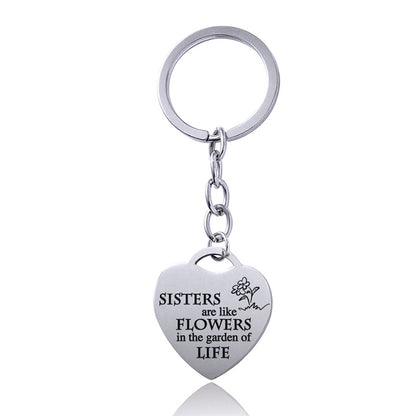 Stainless Steel Heart Sisters Best Friends Inspirational Keychains e079af20 e2b3 4e94 859c 4208cb1f73c9