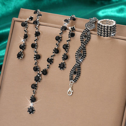 Fashion Crystal Necklace Ear Stud Bracelet Jewelry Accessories