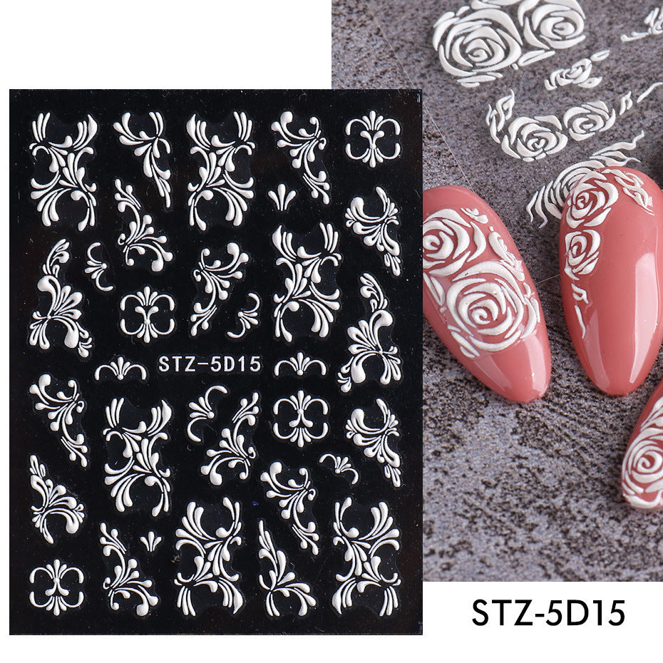 New 5D Stereo Carved Rose Nail Sticker e09920b1 2d60 4a76 951e cd8495983f58