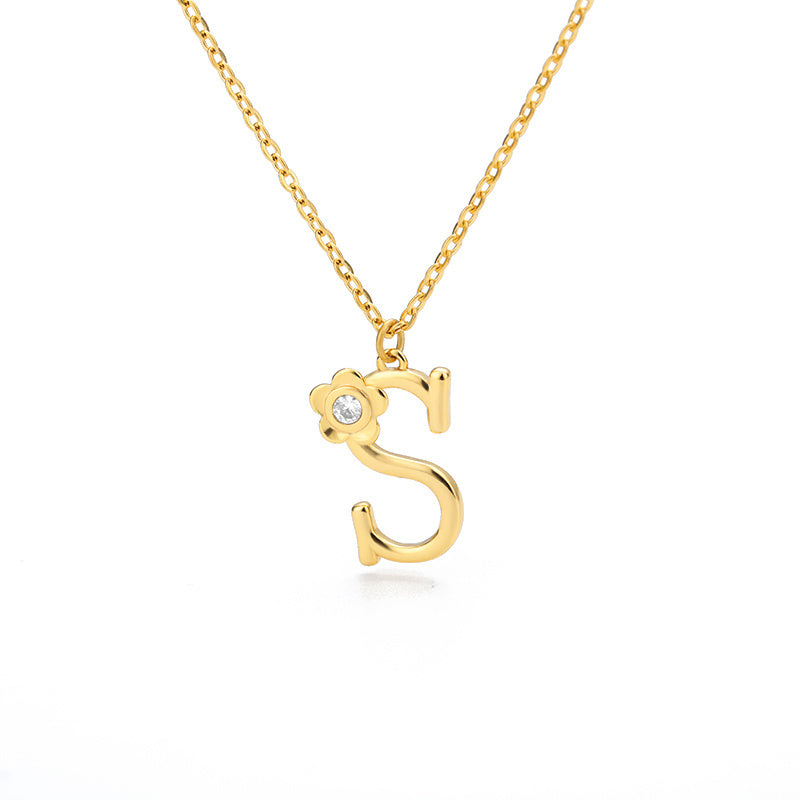 Rose English Alphabet Pendant Necklace e09cea61 7069 49a7 a3fa 42d8becd5ec9