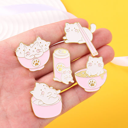 Kitty Brooch Bowl Cat Badge Golden M Badge Clothing Accessories Corsage Small Collar Pin e0c65215 c0fe 4a43 be72 39c562f9020c