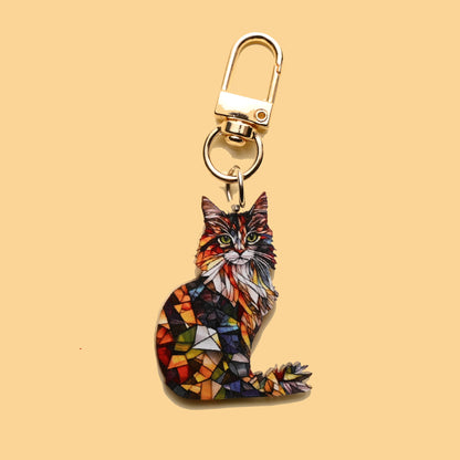 Animal Theme Cartoon Cat Puppy Acrylic Keychain