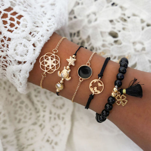 Fashion Turtle Drip Oil Tassel Bracelet Five Piece Set e0e2602f 7df4 4067 935b 6211e7930b52