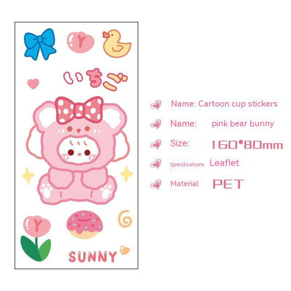 Cute Bear Clear Water Cup Stickers Children's Cartoon Korean Journal Material Mobile Phone Cup Decoration e0e4407d 9257 4490 