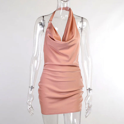 Satin Party Dress V Neck Backless Mini Sleeveless Summer Party Dress e124a29e 9f0b 40c2 bd3d c512442cc0d9