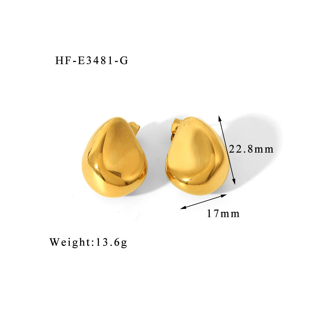 18K Gold High-grade Titanium Steel Simple Women's Ear Studs - HD Wireless Product #6