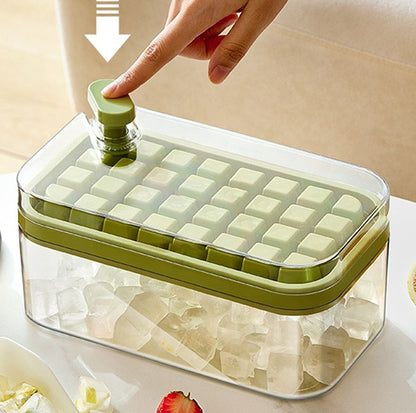 One-button Press Type Ice Mold Box Plastics Ice Cube Maker Ice Tray Mold With Storage Box With Lid Bar Kitchen Accessories e1