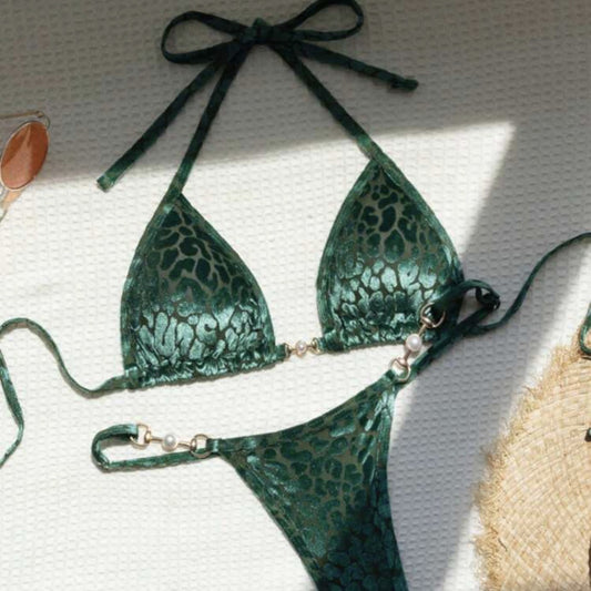 T-shaped Pearl Leopard Special Fabric Swimwear Swimsuit Bikini e1a90ed6 8c7e 45b7 9d02 2d1cf10f5048