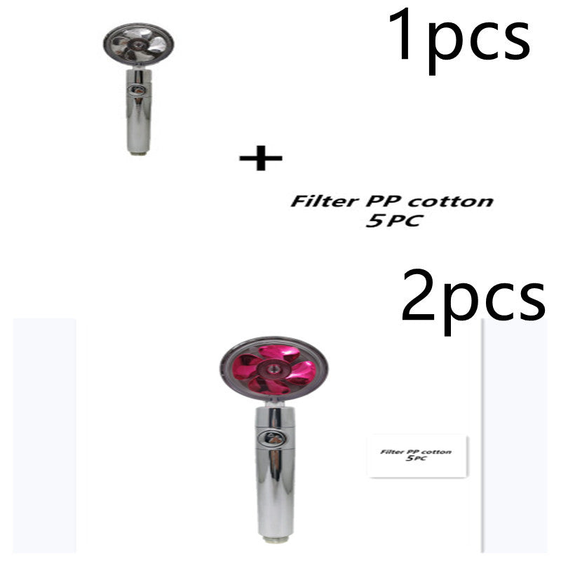 Propeller Driven Shower Head With Stop Button And Cotton Filter Turbocharged High Pressure Handheld Shower Nozzle e1aef6d7 fc