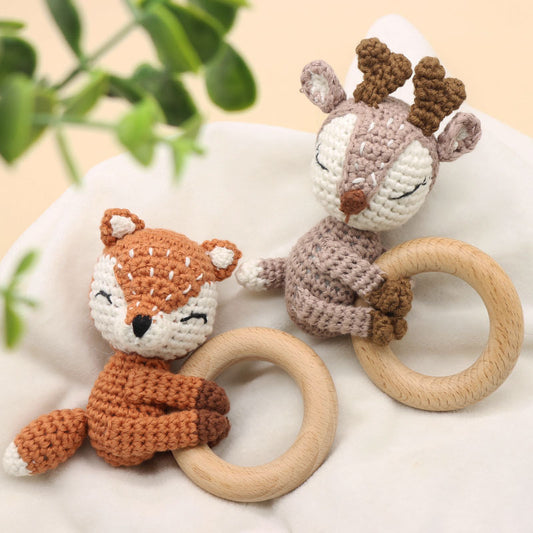 Handmade Crochet Fox Elk Rattle Toy Baby Molar Teether e1cc07f6 aa27 44f7 be07 e3fe3e6dbec6