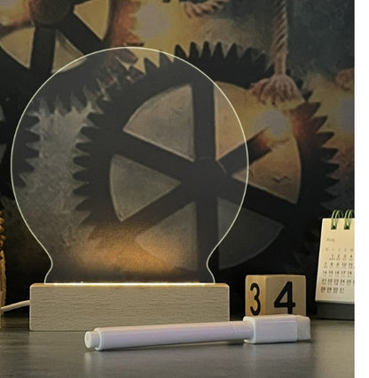 Solid Wood Base Luminous Acrylic Transparent Note e1ce4035 f5db 4564 9e67 bc1be1f1ca22