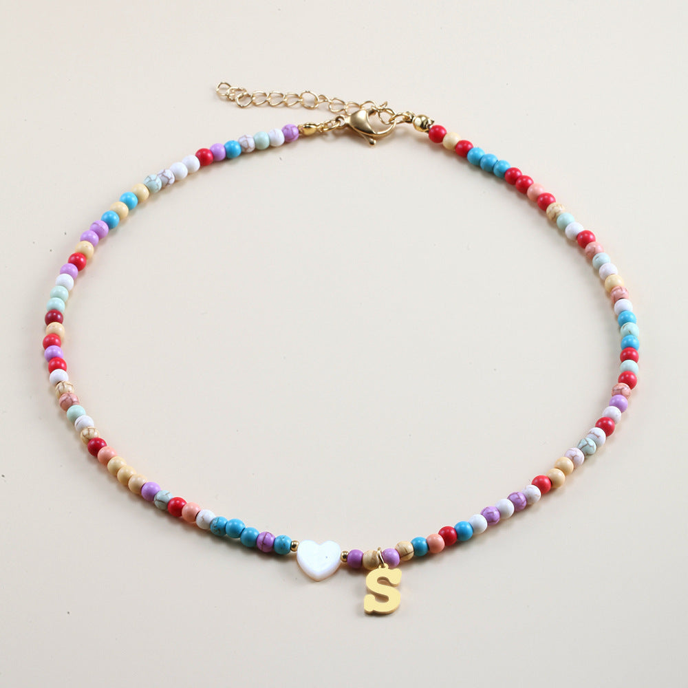 Colorful Beads Initial Choker For Women Stainless Steel Lett e1f47718 ab6c 48b1 aef3 a5b3b8f9dc5d