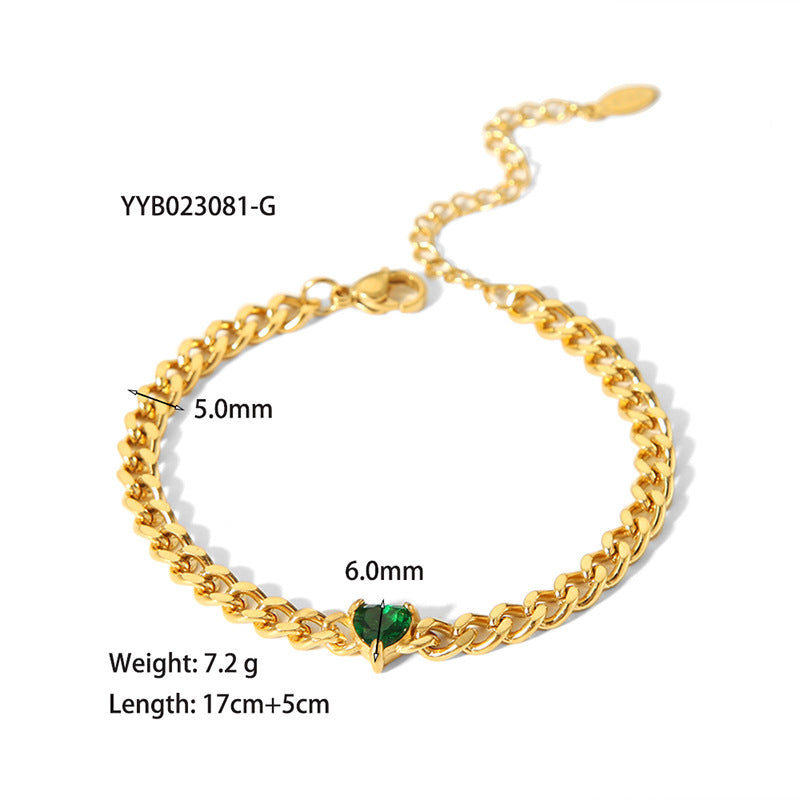 European And American 18K Gold-plated Inlaid Zircon Light Luxury Non-fading Stainless Steel Bracelet Necklace e1f74b50 e0c3 4