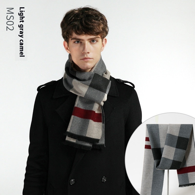 Simple Plaid Warm Keeping Artificial Cashmere Scarf e20f3fb7 e28f 4bbf b3ac afcc4d37947e trans