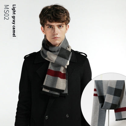 Simple Plaid Warm Keeping Artificial Cashmere Scarf e20f3fb7 e28f 4bbf b3ac afcc4d37947e trans