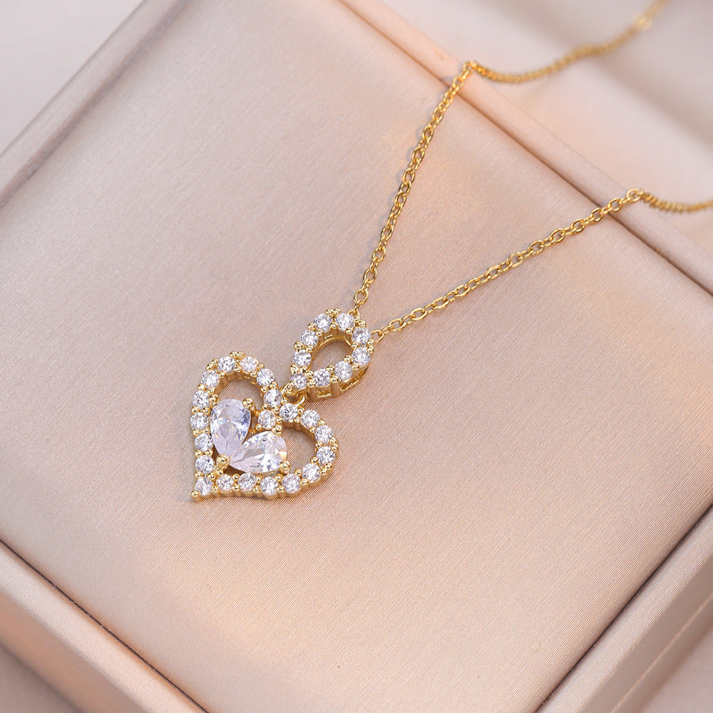 Exquisite Luxury Rhinestone Crystal Heart Pendants Necklaces For Women Party Jewelry Gifts Fashion Jewelry e2494e26 e5d6 4bd0