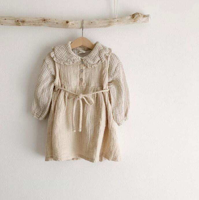 Linen Girls' Sleeveless Lace-up Waist Versatile Versatile Princess Dress e2617824 3a30 4a27 a31d 7314948b2105