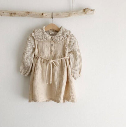 Linen Girls' Sleeveless Lace-up Waist Versatile Versatile Princess Dress e2617824 3a30 4a27 a31d 7314948b2105
