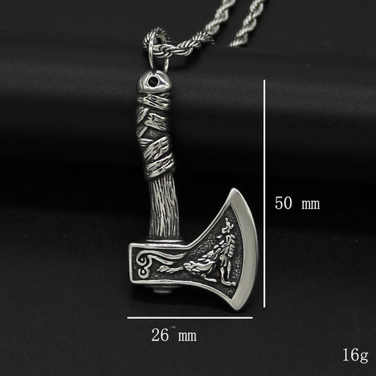 Double Sided Axe Necklace Odin Legend Titanium Steel Chain e28f588c cf5d 4dff 8956 8073fafbfc33