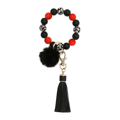 Silicone Wrist Keychain Handmade Beaded Leather Tassel Bracelet e2c284cb 215b 4266 ad9b 06193e158f58