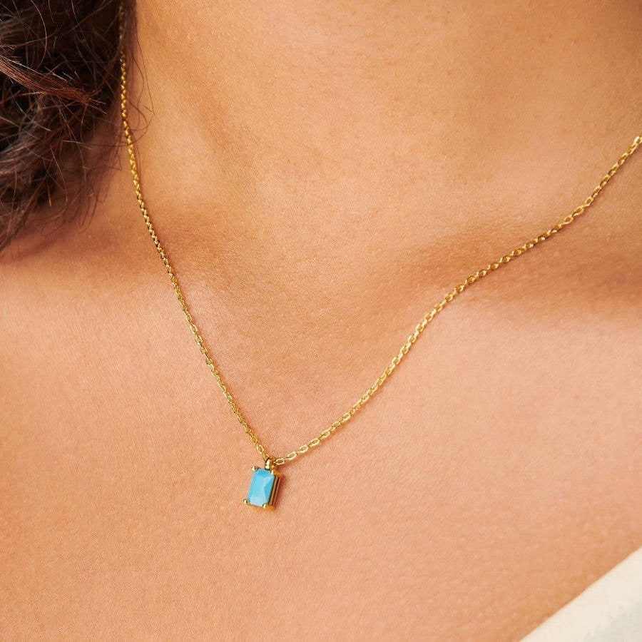 Rectangular 12month Birthday Stone Pendant Colorful Zircon Clavicle Chain e2d83a98 95a7 45ae b532 3a731b19780e