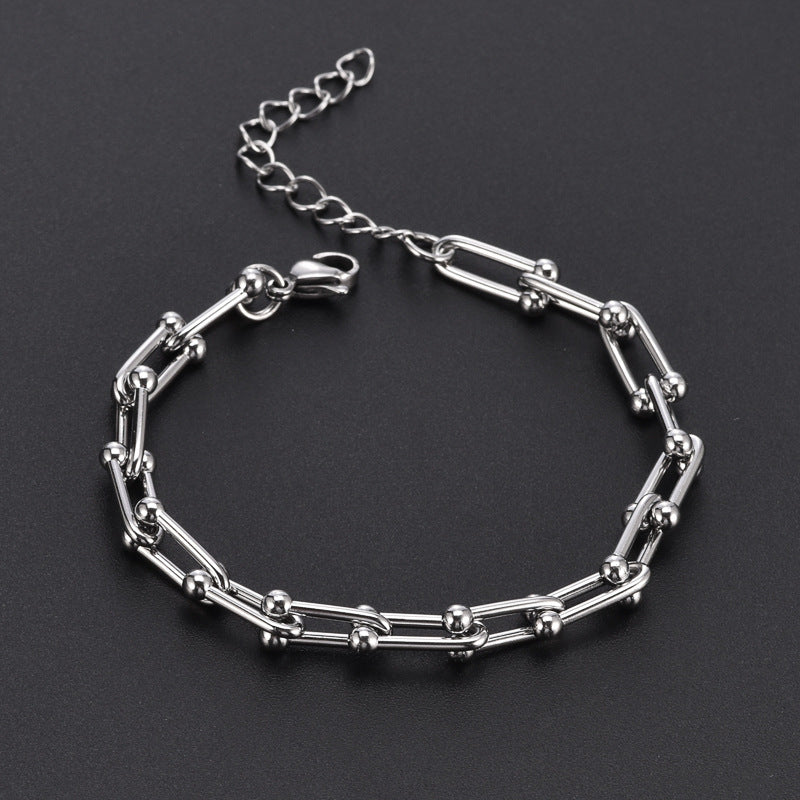 European And American Ins Cold Style Horseshoe Stitching Titanium Steel Bracelet