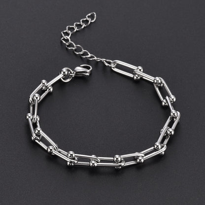 European And American Ins Cold Style Horseshoe Stitching Titanium Steel Bracelet