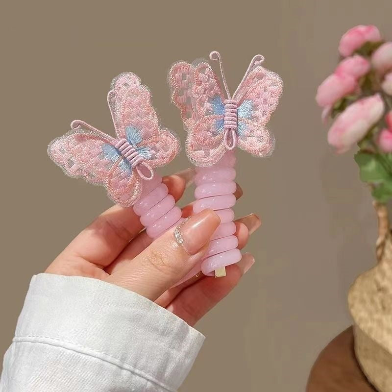 Children's New Embroidered Butterfly Phone Line Hair Ring e2f355cb 151b 4313 b058 5949eb29ebaf