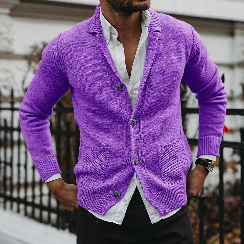 Solid V-neck Long Sleeve Pocket Knitted Sweater Coat e30b37ae a189 4a2f a554 f7e63b2ce51e
