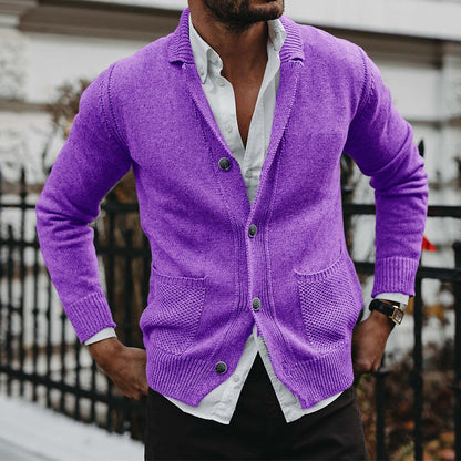 Solid V-neck Long Sleeve Pocket Knitted Sweater Coat e30b37ae a189 4a2f a554 f7e63b2ce51e
