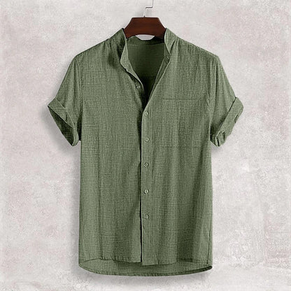 Men's Stand Collar Cotton Cardigan Short Sleeve Thin e327080b 0672 4f5c 82da 35438aca1443