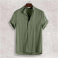 Men's Stand Collar Cotton Cardigan Short Sleeve Thin e327080b 0672 4f5c 82da 35438aca1443