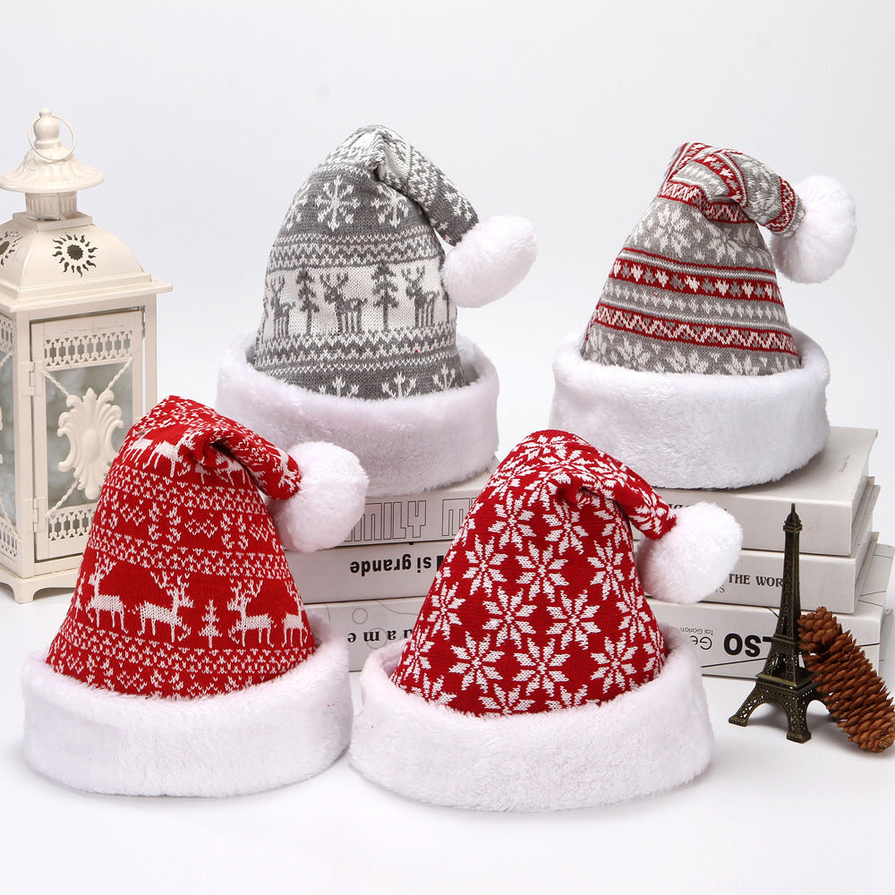 Snowflake Deer Knitted Wool Flannel Christmas Hat e3358336 9551 4fc3 8e09 ade48e86e99e