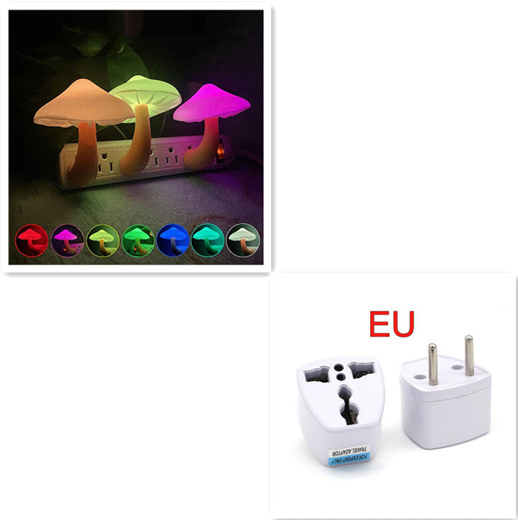 LED Night Light Mushroom Wall Socket Lamp EU US Plug Warm White Light-control Sensor Bedroom Light Home Decoration e37f050d 1