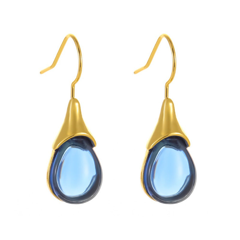 Drop-shaped Inlaid Cat's Eye Earrings Four-color Simple e3833342 b61f 44bb a872 16980a8410f6