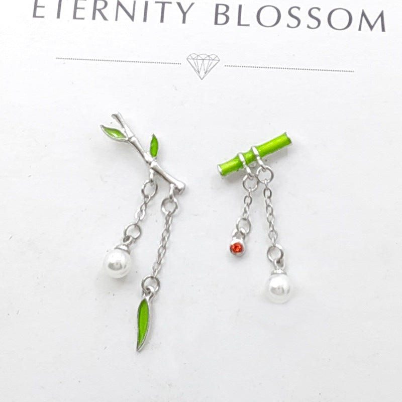 Women's Asymmetrical Bamboo Bamboo Leaf Earrings