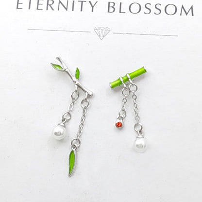Women's Asymmetrical Bamboo Bamboo Leaf Earrings